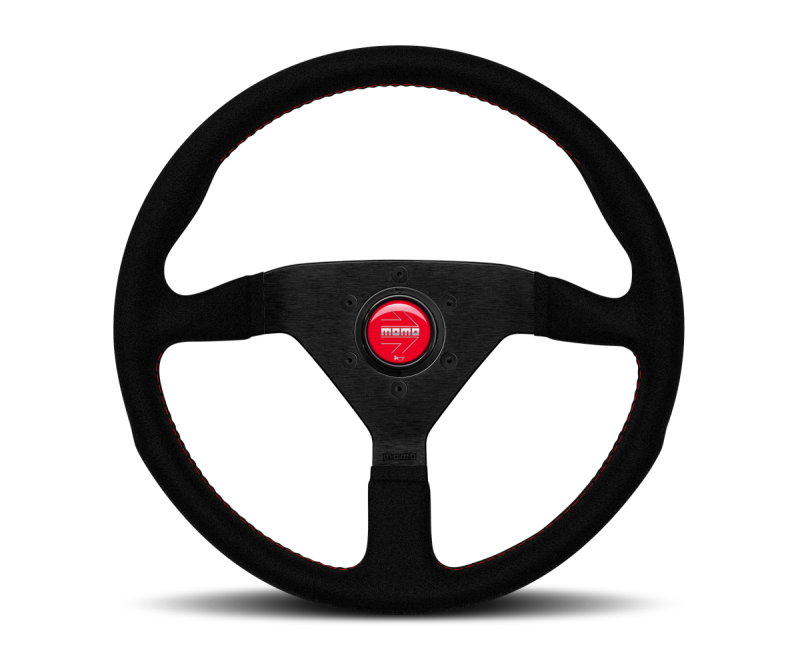 Momo Montecarlo Alcantara Steering Wheel 350 mm - Black/Red Stitch