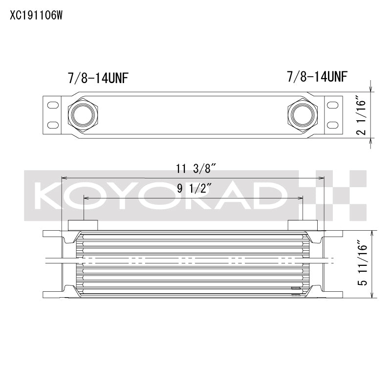 Koyo 19 Row Oil Cooler 11.25in x 5.75in x 2in (AN-10 ORB