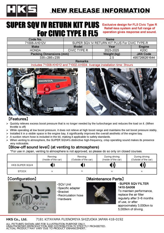 HKS SUPER SQV4 RETURN KIT PLUS FL5 – SpeedFactoryRacing