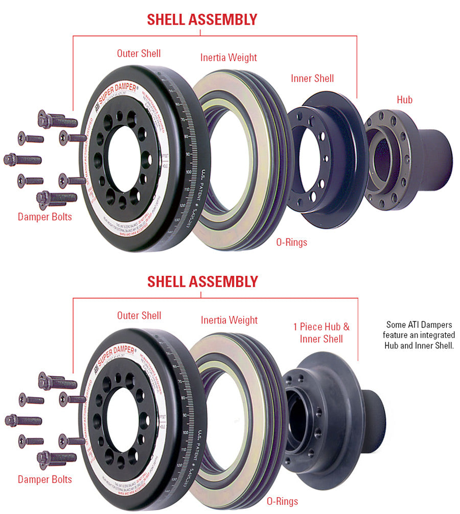 ATI Damper - 7.074in - Alum - Honda B - Race Damper - 4 Grv Steel