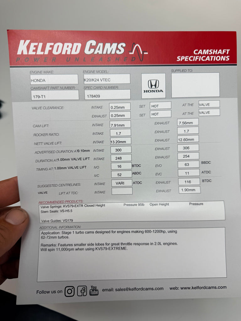 Kelford 300/306 V1 | Stage 1 Turbo Cams K20A-K24 iVTEC
