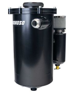 Dry Sump Tank, 2 Pc, 15 In Tall, 7 In Dia, With Breather Tank, 6 Qt, Black Powder Coat