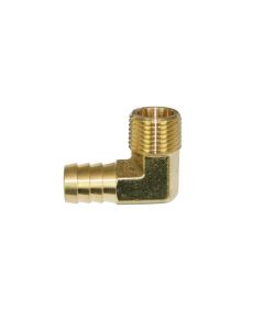 Fitting, 1/2 NPT, 5/8 Barb, 90 Deg, Brass
