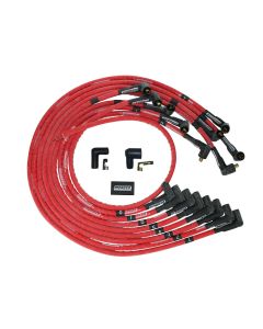 Wire Set Moroso Ultra Sleeved Red SBC Under The Header 90 Deg Plug Non-HEI. Red Wire