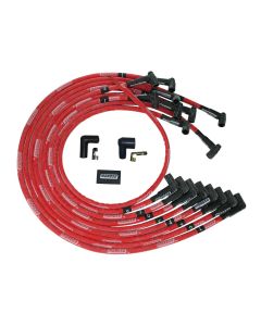 Wire Set Moroso Ultra Sleeved Red BBC Under The Header 90 Deg Plug Boots HEI, Red Wire