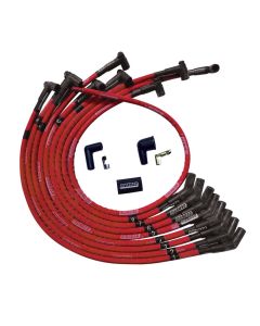 Wire Set Moroso Ultra Sleeved Red Sb Ford 260,289,302 135 Deg Plug Boots HEI, Red Wire