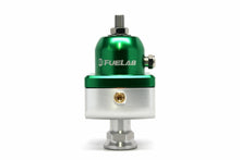 Load image into Gallery viewer, Universal CARB Adjustable Fuel Pressure Regulator Blocking Style 10-25 psi (1) -8AN Inlet (2) -8AN Outlets Green FUELAB