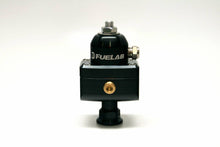 Load image into Gallery viewer, Universal CARB Adjustable Fuel Pressure Regulator Blocking Style Mini 4-12 psi (1) -6AN Inlet (2) -6AN Outlets Black FUELAB