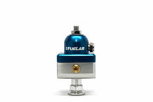 Load image into Gallery viewer, Universal CARB Adjustable Fuel Pressure Regulator Blocking Style Mini 4-12 psi (1) -6AN Inlet (2) -6AN Outlets Blue FUELAB