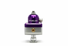 Load image into Gallery viewer, Universal CARB Adjustable Fuel Pressure Regulator Blocking Style Mini 10-25 psi (1) -6AN Inlet (2) -6AN Outlets Purple FUELAB