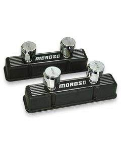 Valve Covers, SBC, Cast, Black Finish, Both Valve Covers Have 2 Breathers