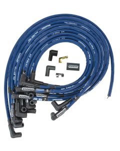 Ignition Wire Set, Ultra 40, Sleeved, BBC HEI Crab Cap, 90 Degree, Blue