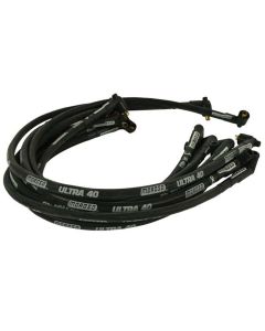 Ignition Wire Set, Ultra 40, Sleeved, SBC, Non-HEI, 90 Degree, Black