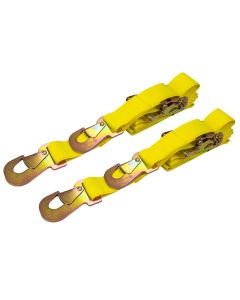 Tie Down Ratchet Strap, 2 In X 8 Ft, Flat Snap Hooks, Pair