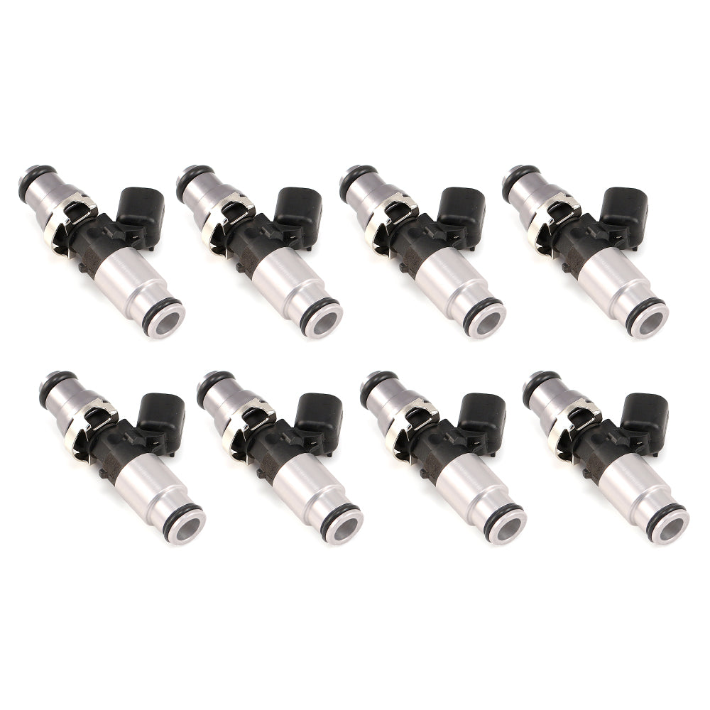 Injector Dynamics ID1300 Ford F150 5.0L Coyote 14mm Grey Adaptor Top and Silver Bottom Adaptor Direct Plug-In Set of 8