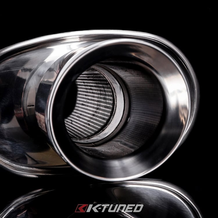 K-Tuned Universal Muffler - Polished / Short (Offset Inlet / Center Outlet)