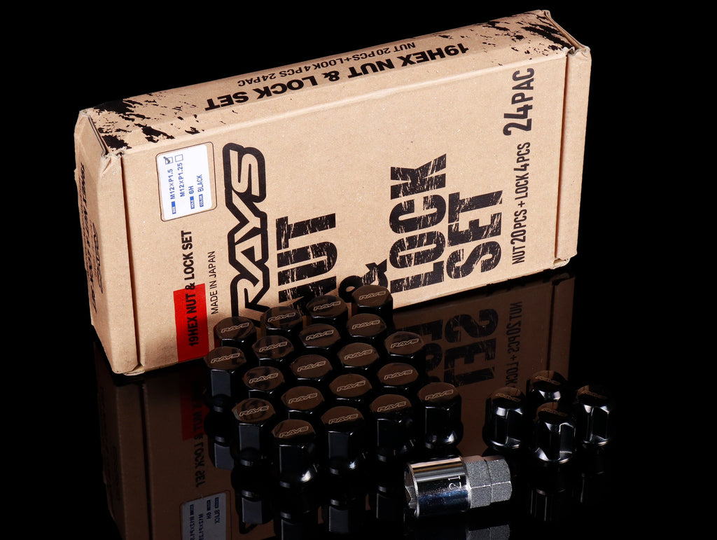 RAYS 19 Hex L31 Lugnut And Lock Set 6H - Black