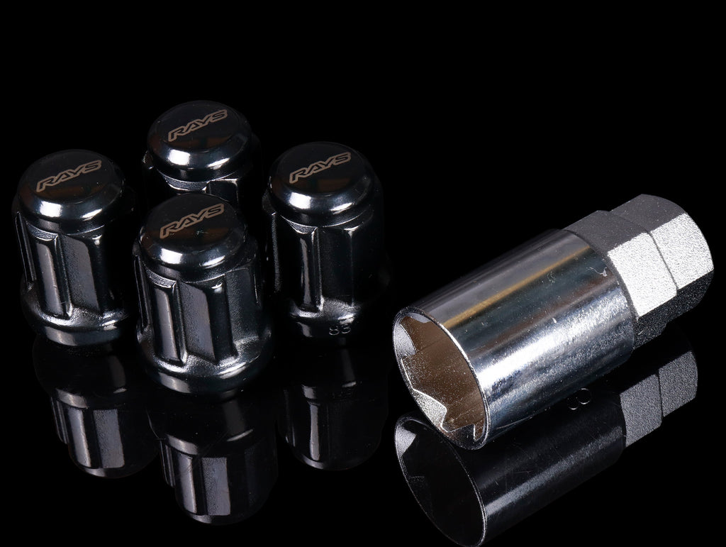 RAYS 19 Hex L33 Lugnut And Lock Set 6H - Black - 14x1.5