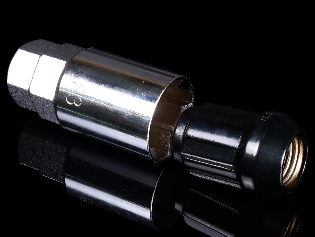 RAYS 19 Hex L33 Lugnut And Lock Set 6H - Black - 14x1.5