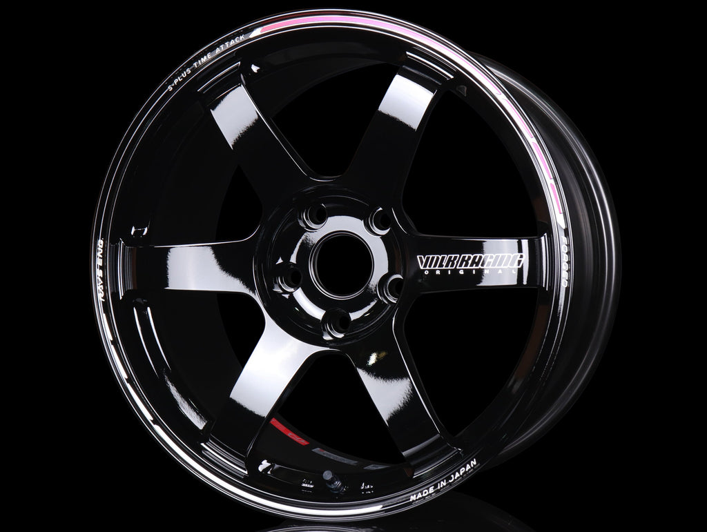 Volk Racing TE37 Saga S-Plus Time Attack Wheels - Black/Redot / 18x9.5 / 5x120 / +38
