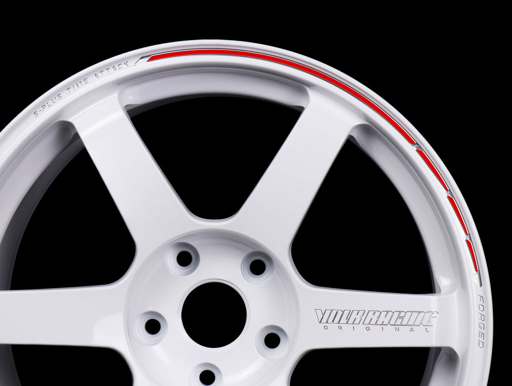 Volk Racing TE37 Saga S-Plus Time Attack Wheels - White/Redot / 18x9.5 / 5x114