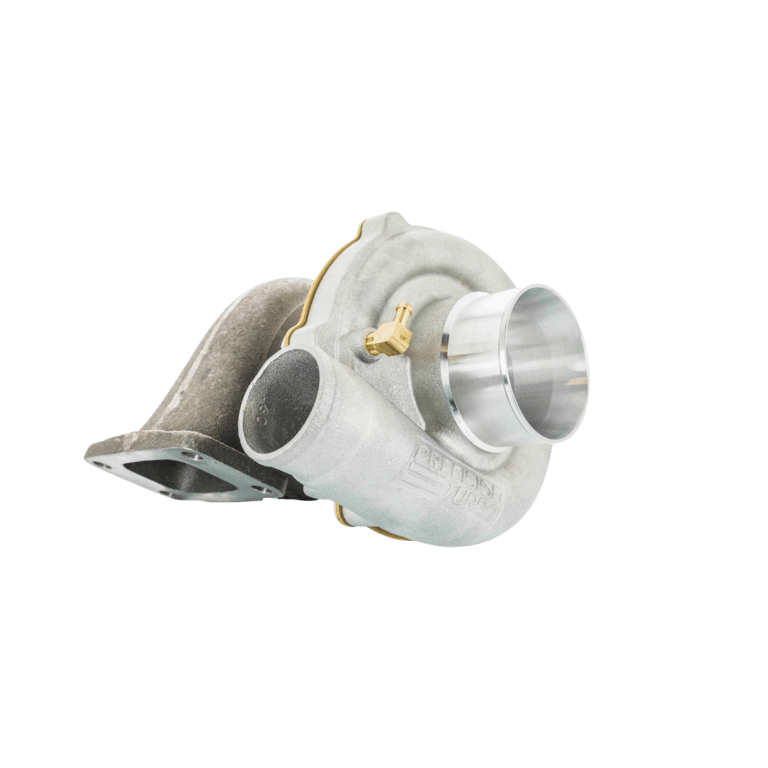 Precision Turbo PT5431, 53.92mm Inducer Size, 56.59mm Exducer Size, 0.63 A/R, T3 Inlet, 4 Bolt Outlet, Journal Bearing, Oil Cooled, Each