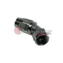 Load image into Gallery viewer, SpeedFactory Racing -10 AN Black Anodized Hose End Fitting - 45 Degree