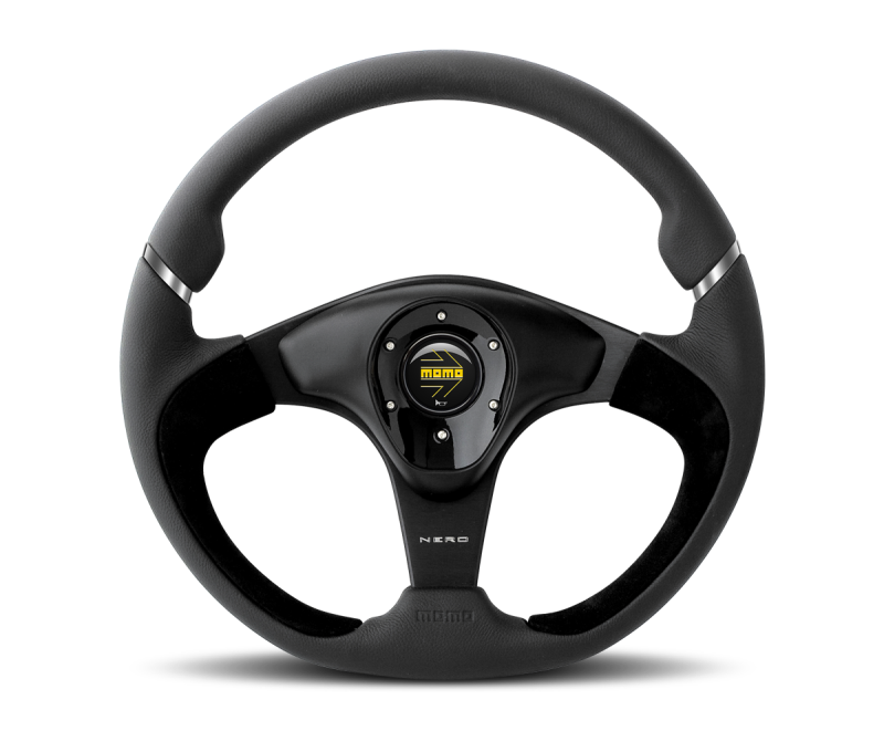 Momo Nero Steering Wheel 350 mm - Black Leather/Suede/Black Spokes
