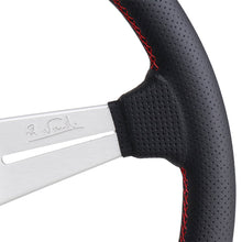 Load image into Gallery viewer, Nardi Sport Rally Deep Corn Steering Wheel - 350mm Perforated Leather w/Silver Spokes and Red Stitch
