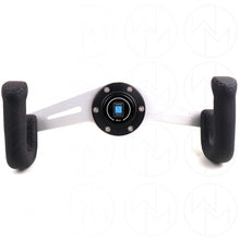 Load image into Gallery viewer, Nardi Two Spoke Steering Wheel - 330mm Perforated Leather w/Silver Spokes