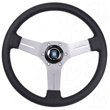 Load image into Gallery viewer, Nardi Competition Steering Wheel - 330mm Perforated Leather w/Silver Spokes &amp; Grey Stitch