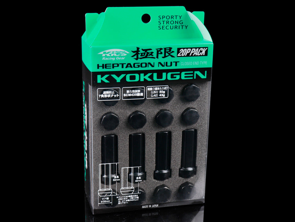 Project Kics Kyokugen Heptagon Long Closed End Lug Nuts - 12x1.50