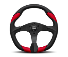 Load image into Gallery viewer, Momo Quark Steering Wheel 350 mm - Black Poly/Black Spokes/Red Inserts