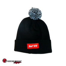 Load image into Gallery viewer, SpeedFactory Outlaw Pom Beanie (Black/White Pom) Red SFR Label