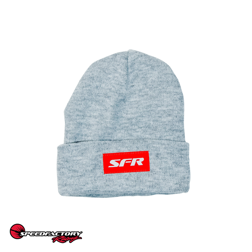 SpeedFactory Outlaw Winter Beanie (all grey fold over) Red SFR Label