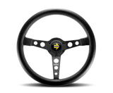 Momo Prototipo Steering Wheel 350 mm - Black Leather/Wht Stitch/Black Spokes