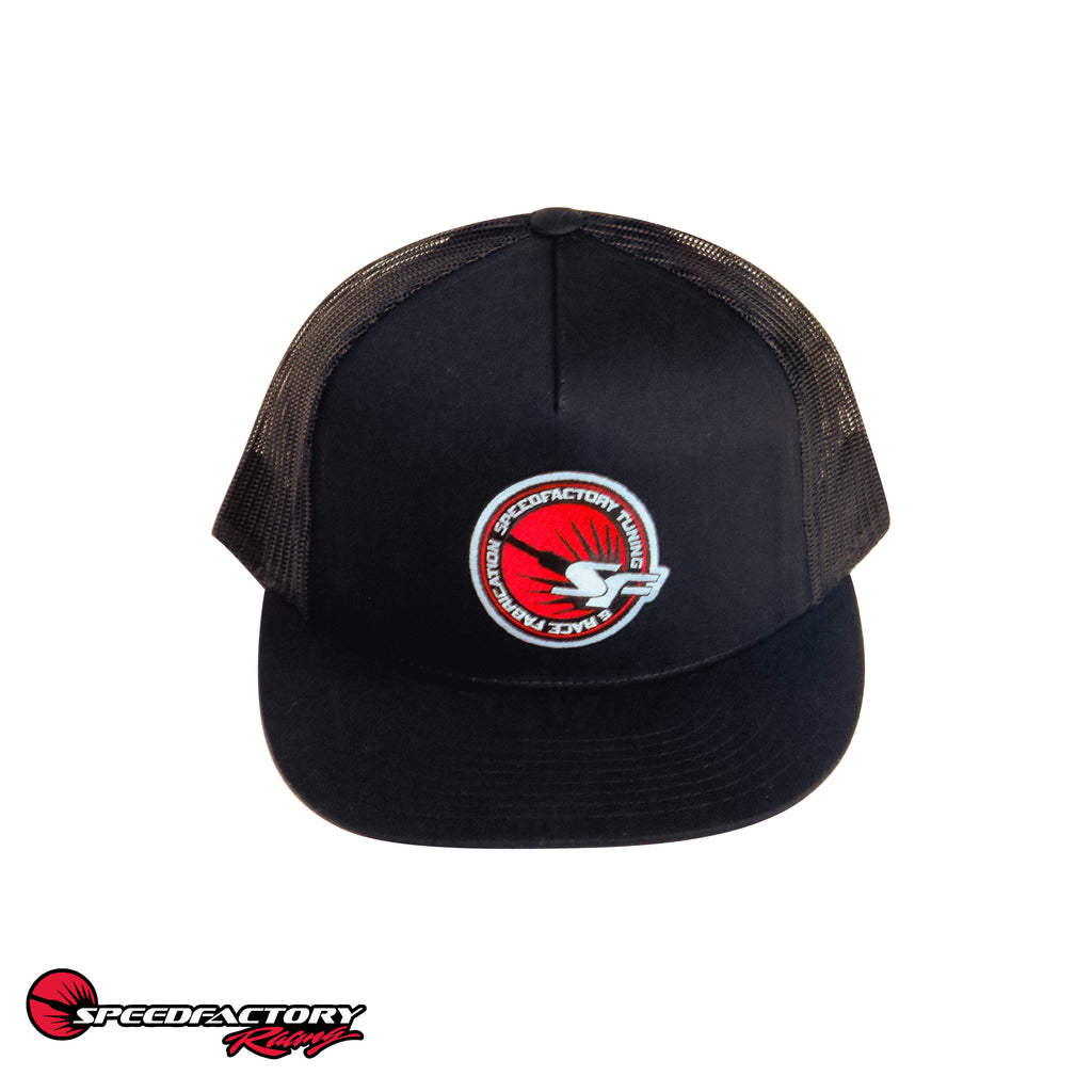 SpeedFactory Racing Splash Patch Snap Back Trucker Hat - Black