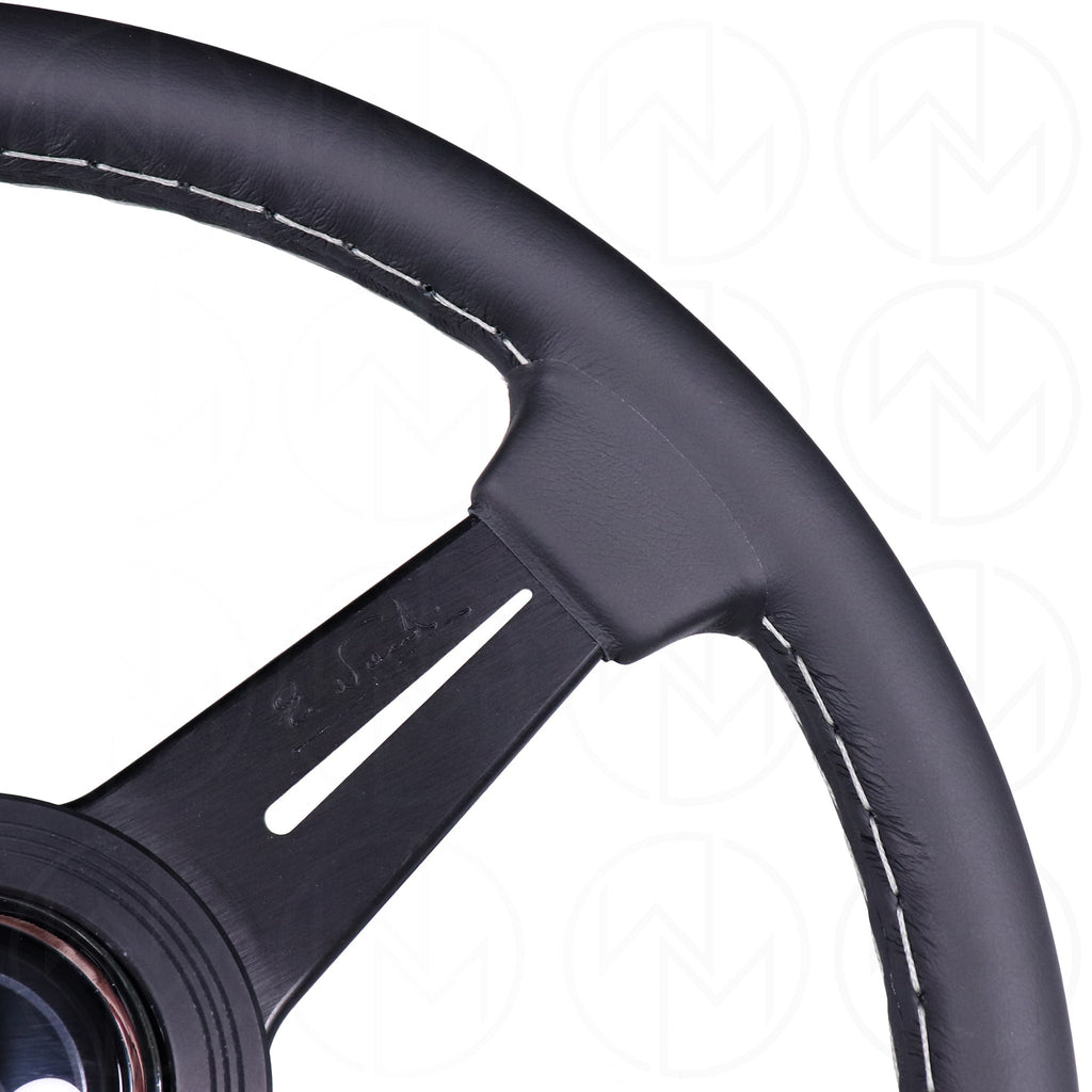 Nardi Classic Steering Wheel - 340mm Leather w/Black Spoke & Ring and Grey Stitch