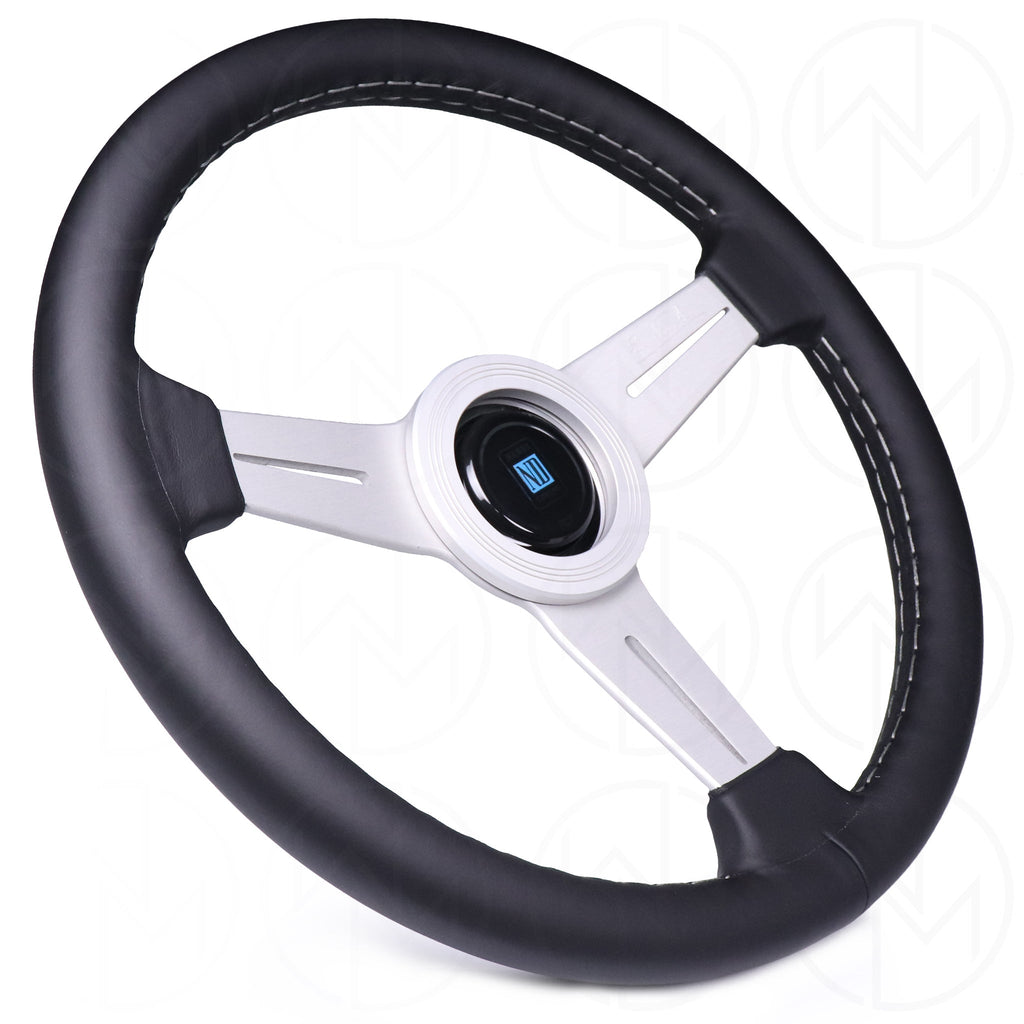 Nardi Classic Steering Wheel - 330mm Leather w/Silver Spoke & Ring and Grey Stitch