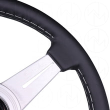 Load image into Gallery viewer, Nardi Classic Steering Wheel - 330mm Leather w/Silver Spoke &amp; Ring and Grey Stitch