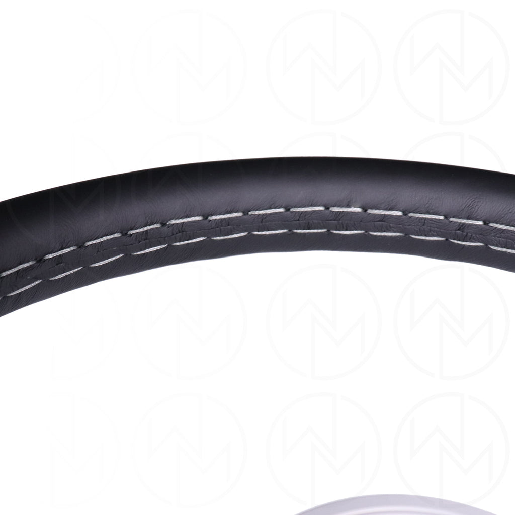 Nardi Classic Steering Wheel - 340mm Leather w/Silver Spoke & Ring and Grey Stitch