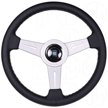 Load image into Gallery viewer, Nardi Classic Steering Wheel - 360mm Leather w/Silver Spoke &amp; Ring and Grey Stitch