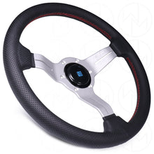 Load image into Gallery viewer, Nardi Sport Rally Deep Corn Steering Wheel - 330mm Perforated Leather w/Silver Spokes and Red Stitch