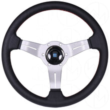 Load image into Gallery viewer, Nardi Sport Rally Deep Corn Steering Wheel - 330mm Perforated Leather w/Silver Spokes and Red Stitch