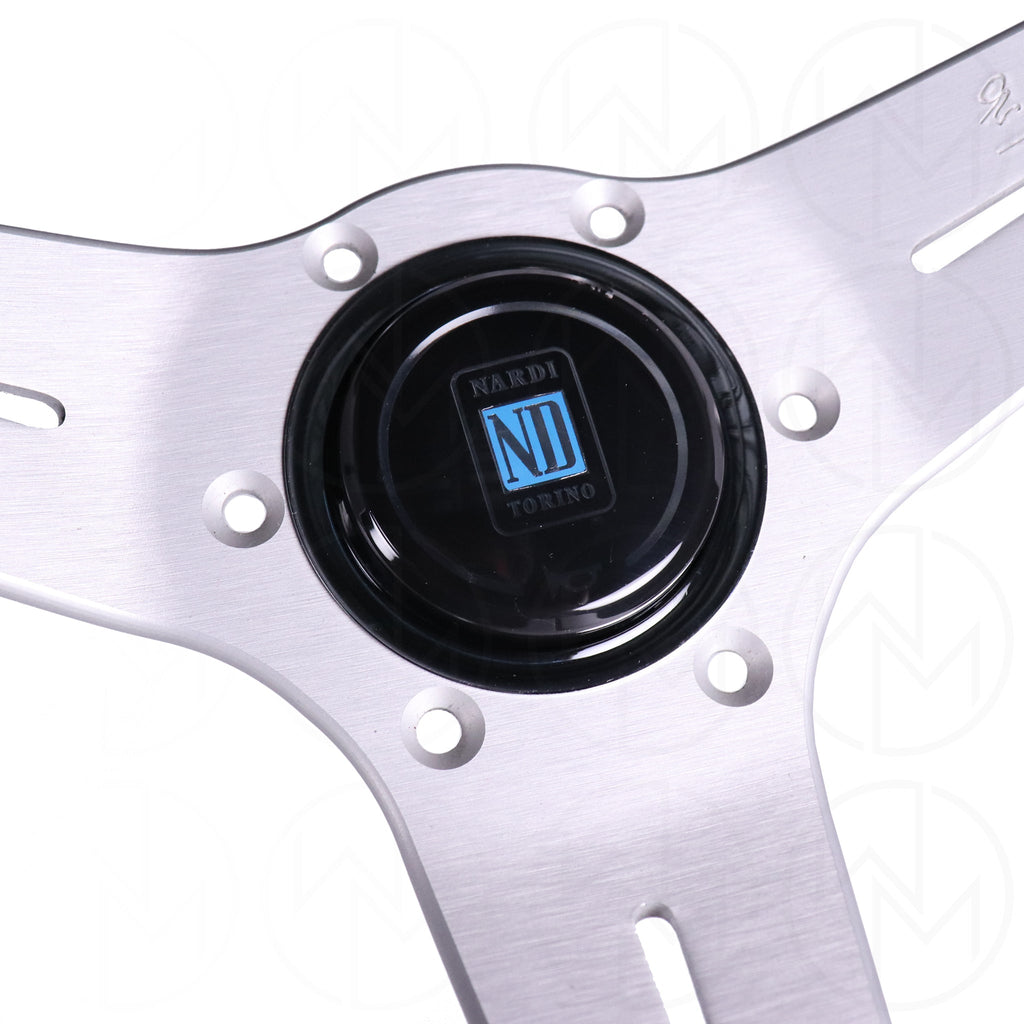 Nardi Sport Rally Deep Corn Steering Wheel - 330mm Perforated Leather w/Silver Spokes and Red Stitch