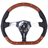 Nardi Kallista Wood Steering Wheel - 350mm Combo Wood & Leather w/Polished Spokes