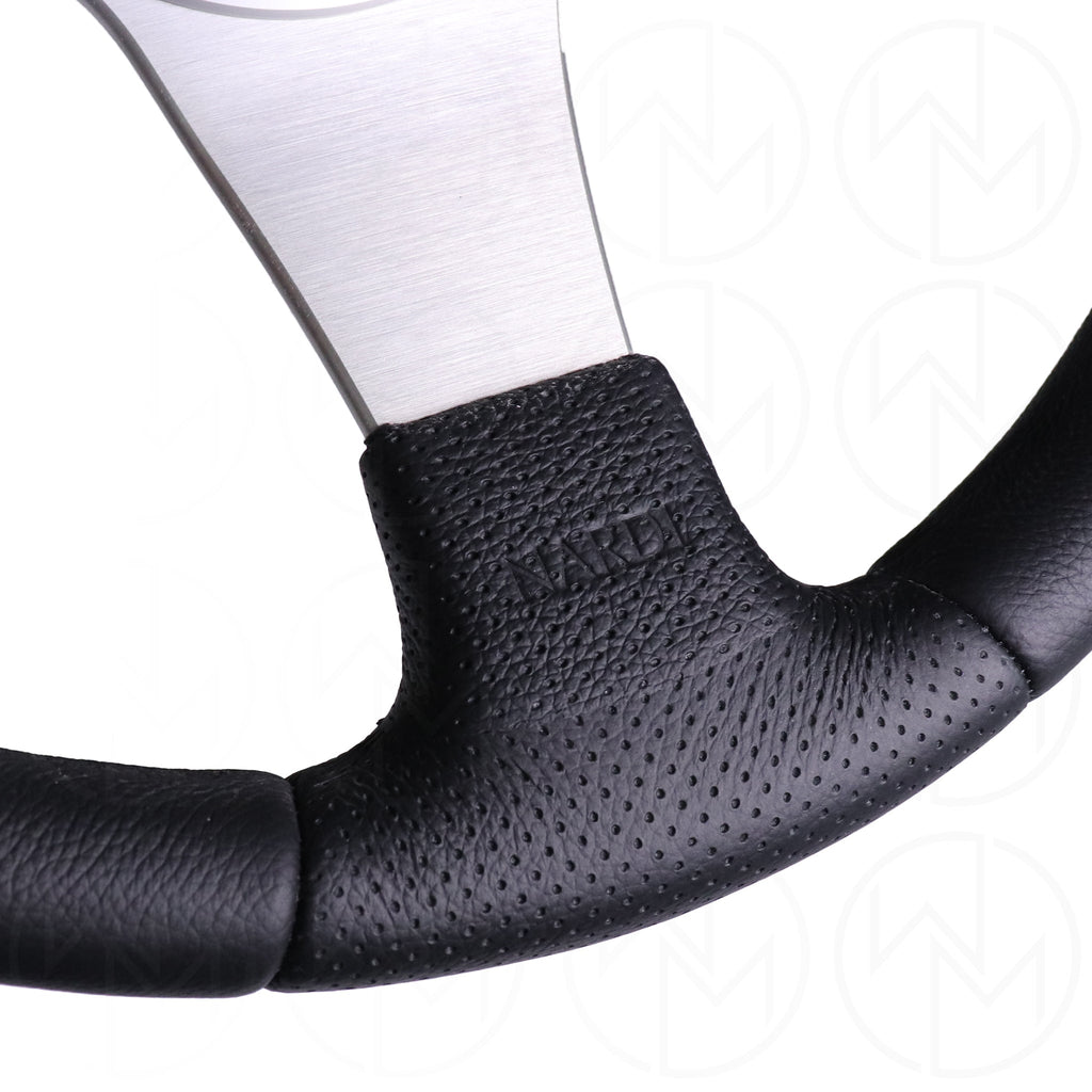 Nardi ND1 Basic Steering Wheel - 350mm Combo Leather w/Silver Spokes