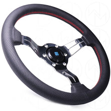 Load image into Gallery viewer, Nardi Deep Corn Steering Wheel - 330mm Perforated w/ Polished Spokes &amp; Red Stitch
