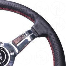 Load image into Gallery viewer, Nardi Deep Corn Steering Wheel - 330mm Perforated w/ Polished Spokes &amp; Red Stitch