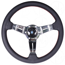 Load image into Gallery viewer, Nardi Deep Corn Steering Wheel - 330mm Perforated w/ Polished Spokes &amp; Red Stitch